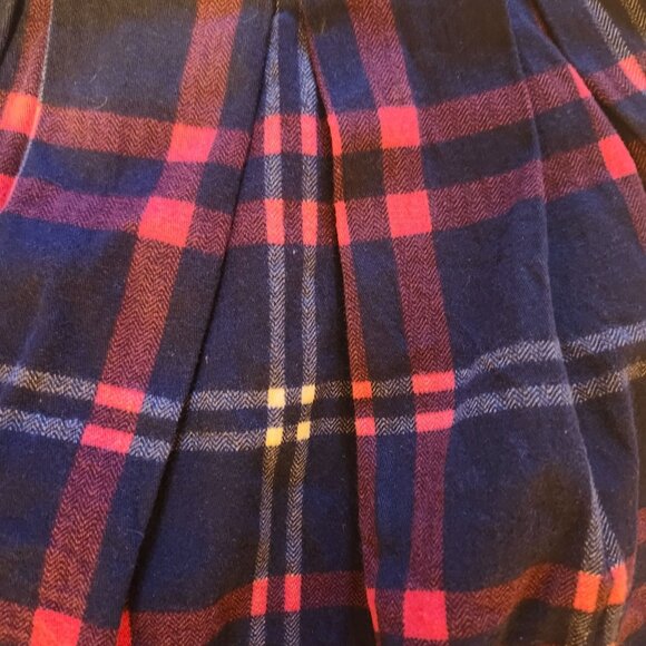 Vintage Handmade Women's Size Small Red/Navy Tartan Plaid Pleated Skirt Side Zip - Picture 3 of 6